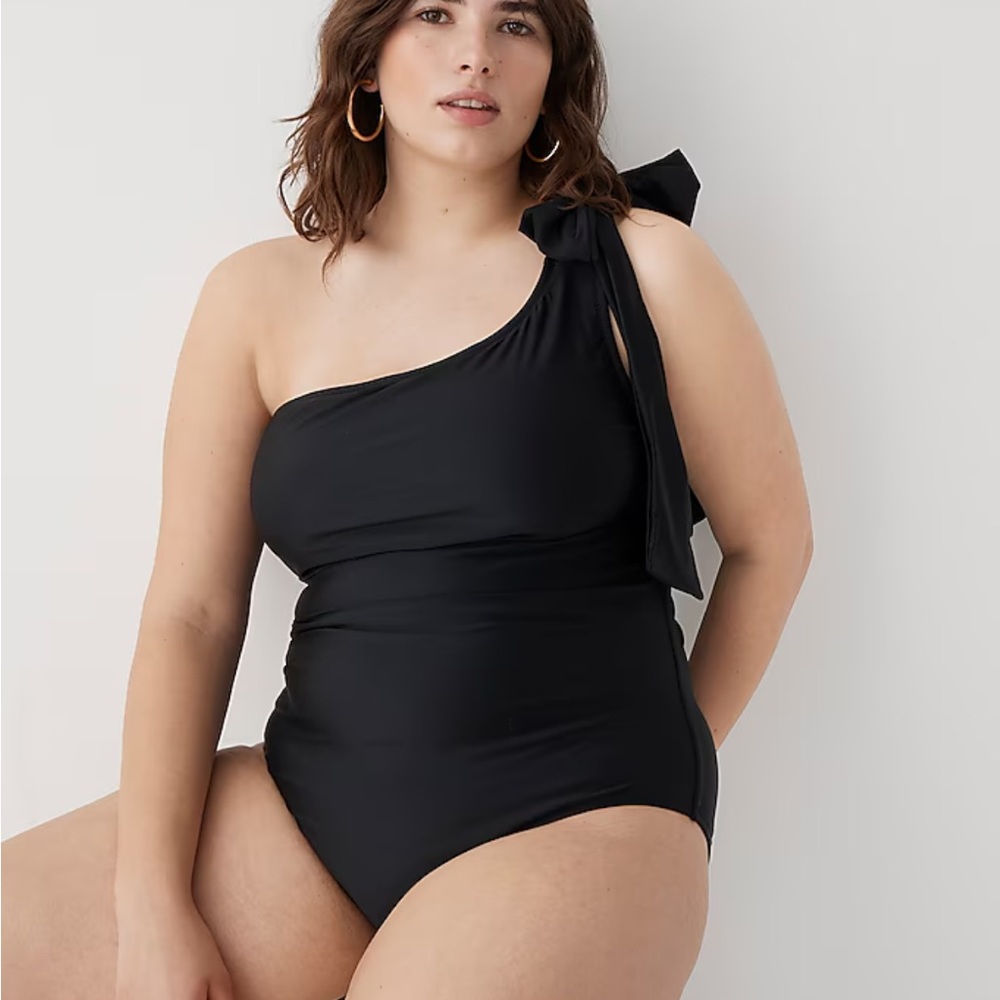 J. Crew Bow One-Shoulder One-Piece Swimsuit